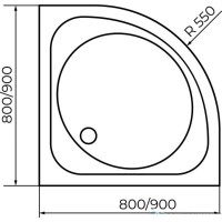 Душевой поддон RGW SMC/R-9090W, 90 х 90 см, четверть круга, стеклопластик, цвет белый, 57350499-01