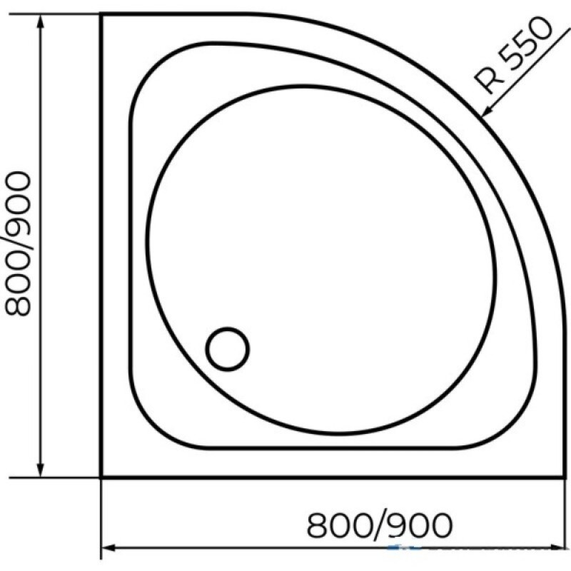 Душевой поддон RGW SMC/R-9090W, 90 х 90 см, четверть круга, стеклопластик, цвет белый, 57350499-01