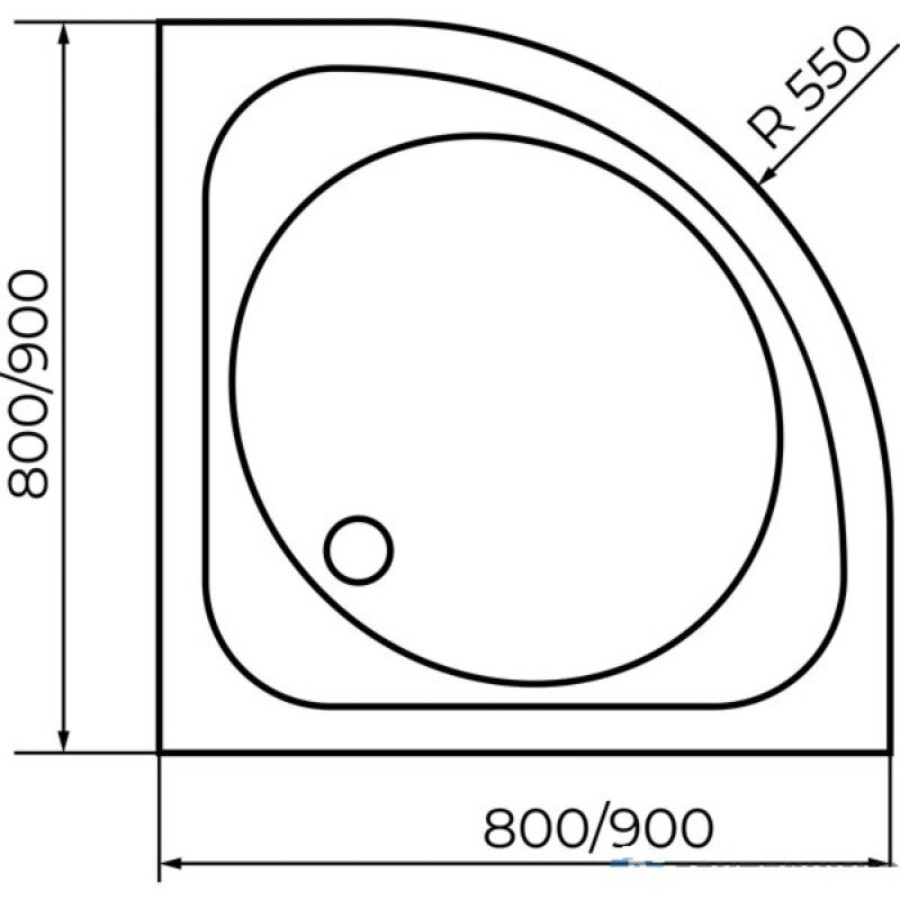 Душевой поддон RGW SMC/R-9090W, 90 х 90 см, четверть круга, стеклопластик, цвет белый, 57350499-01