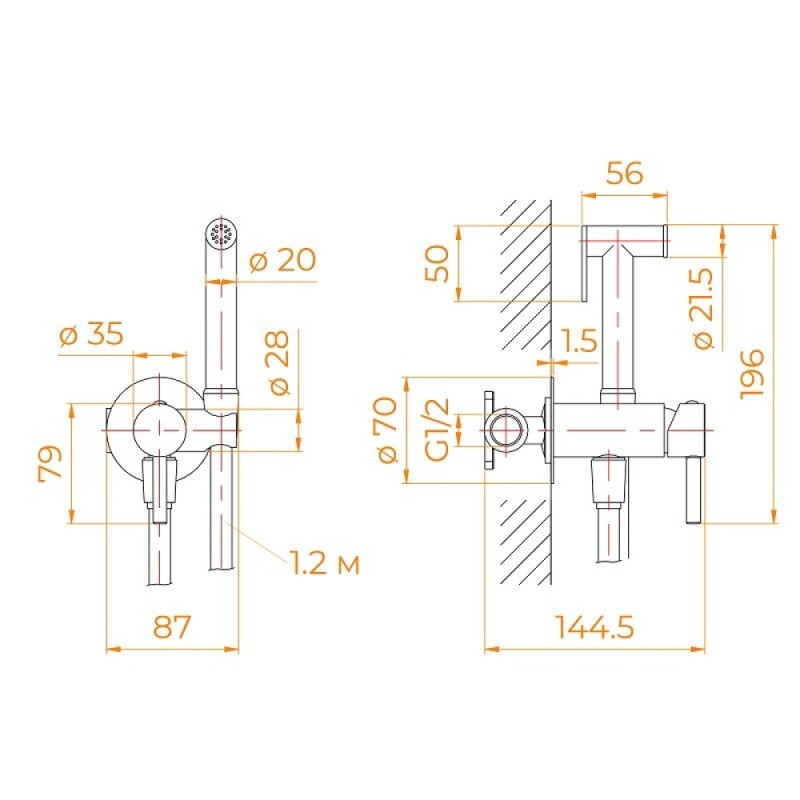 Гигиенический душ RGW Shower Panels SP-211, 581408211-01, со смесителем, хром