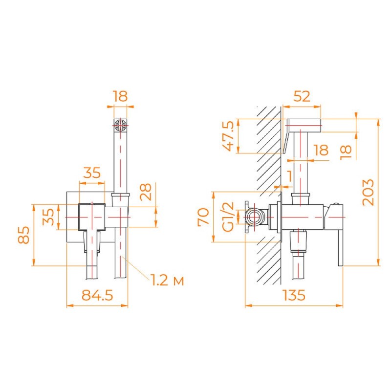 Гигиенический душ RGW Shower Panels SP-212-Gr, 581408212-11, со смесителем, серый