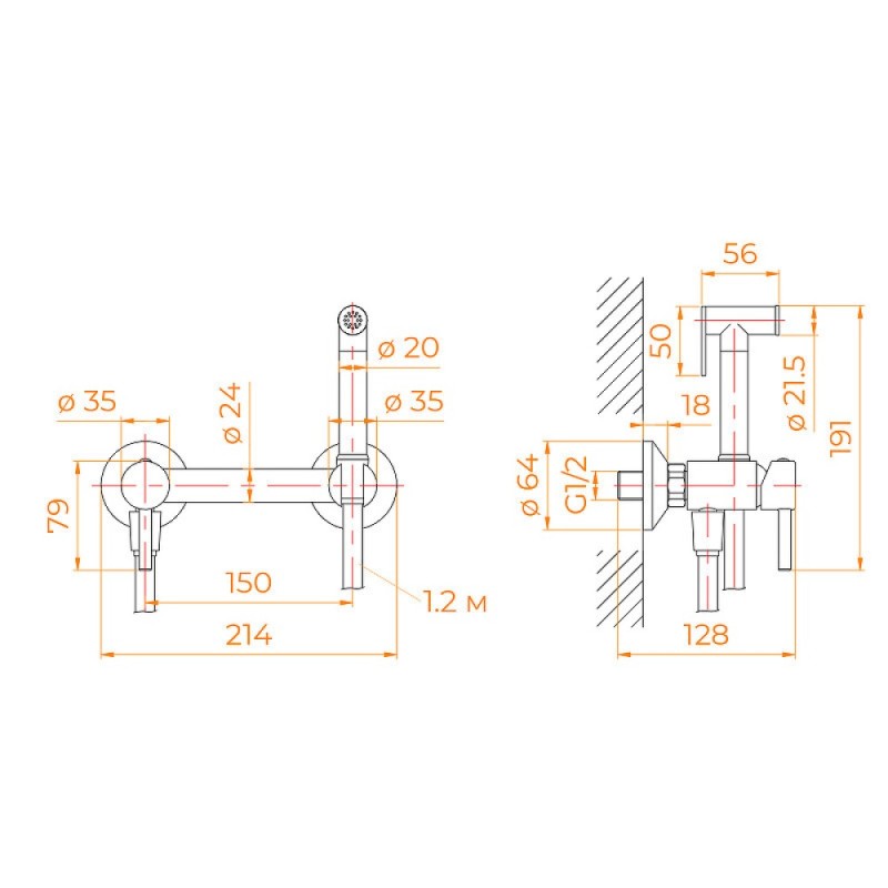 Гигиенический душ RGW Shower Panels SP-215-Gr, 581408215-11, со смесителем, серый