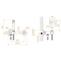 Гигиенический душ RGW Shower Panels SP-216Gb 581408216-06 со смесителем, золото brush