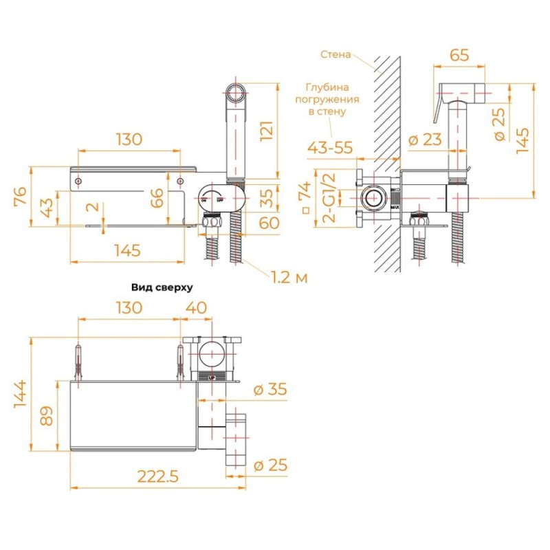 Гигиенический душ RGW Shower Panels SP-221 581408221-01 со смесителем, хром