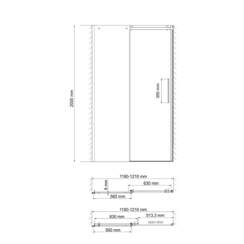Душевая дверь WasserKRAFT 58R05 120 х 200 см, стекло прозрачное, профиль хром