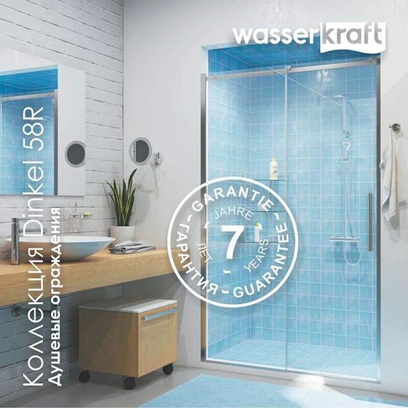 Душевой уголок WasserKRAFT Dinkel 58R36, 140 х 90 см, стекло прозрачное, профиль хром
