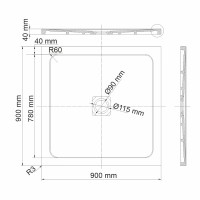 Душевой поддон WasserKRAFT Dinkel 58T 58T03, 90 х 90 см, белый