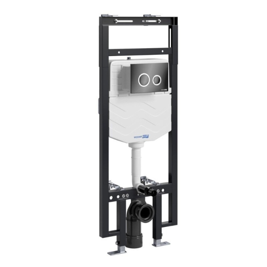 Инсталляция для унитаза WasserKraft Dinkel 58TLT.010.ME.PB01, механическая клавиша черная, ободки хром