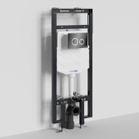 Инсталляция для унитаза WasserKraft Dinkel 58TLT.010.ME.PB01, механическая клавиша черная, ободки хром