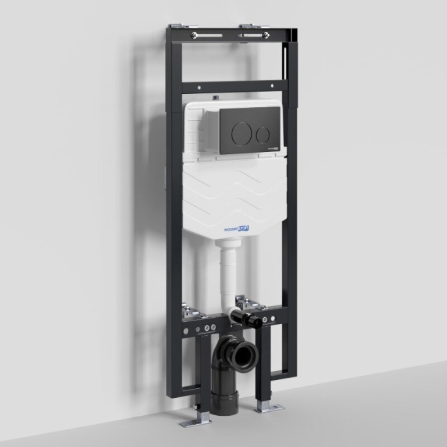 Инсталляция для унитаза WasserKraft Dinkel 58TLT.010.ME.MB02, механическая клавиша черная матовая