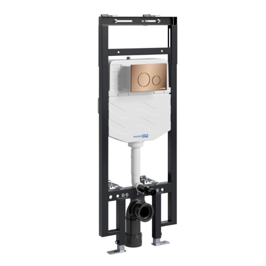 Инсталляция для унитаза WasserKraft Dinkel 58TLT.010.ME.RG02, механическая клавиша золото розовое