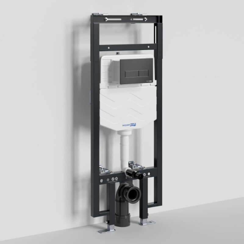 Инсталляция для унитаза WasserKraft Dinkel 58TLT.010.ME.MB03, механическая клавиша черная матовая