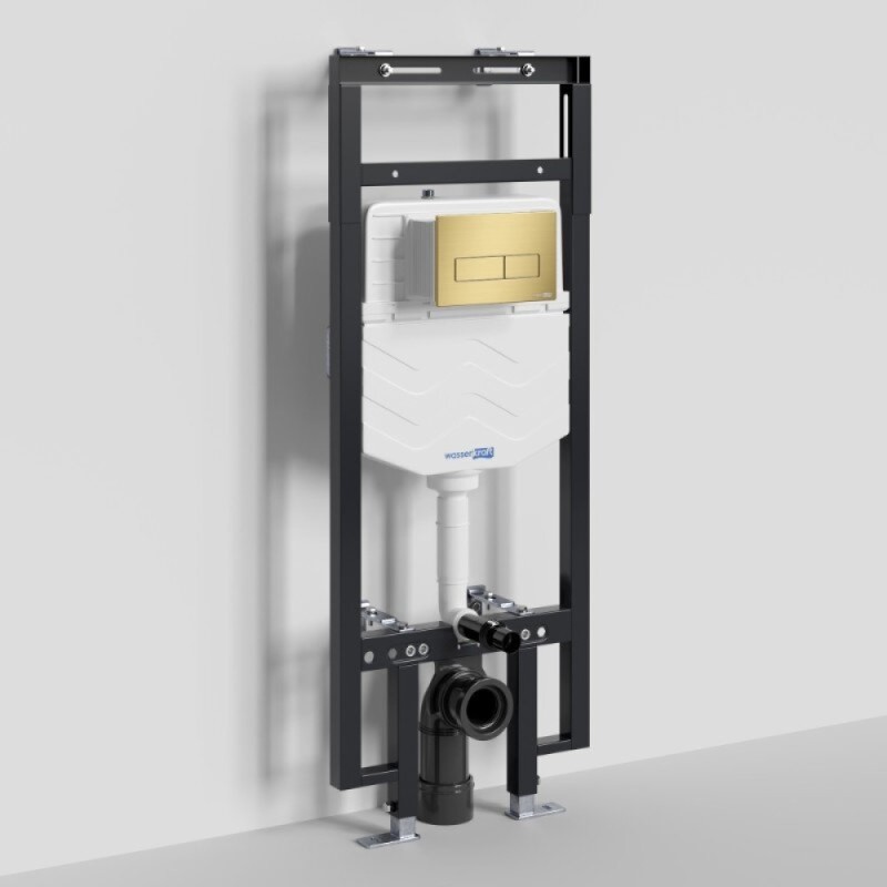 Инсталляция для унитаза WasserKraft Dinkel 58TLT.010.ME.MG03, механическая клавиша золото матовое