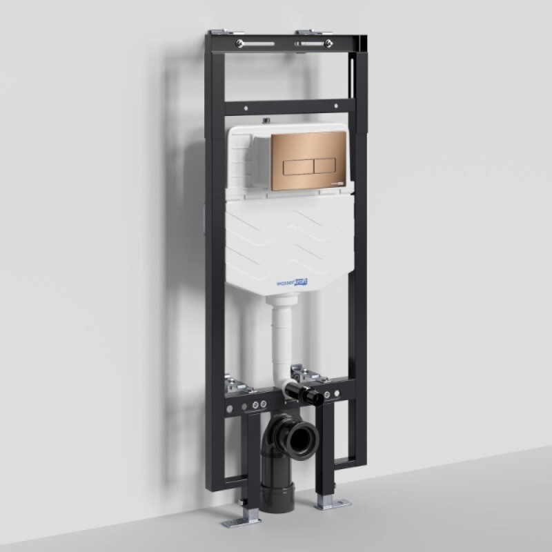 Инсталляция для унитаза WasserKraft Dinkel 58TLT.010.ME.RG03, механическая клавиша золото розовое