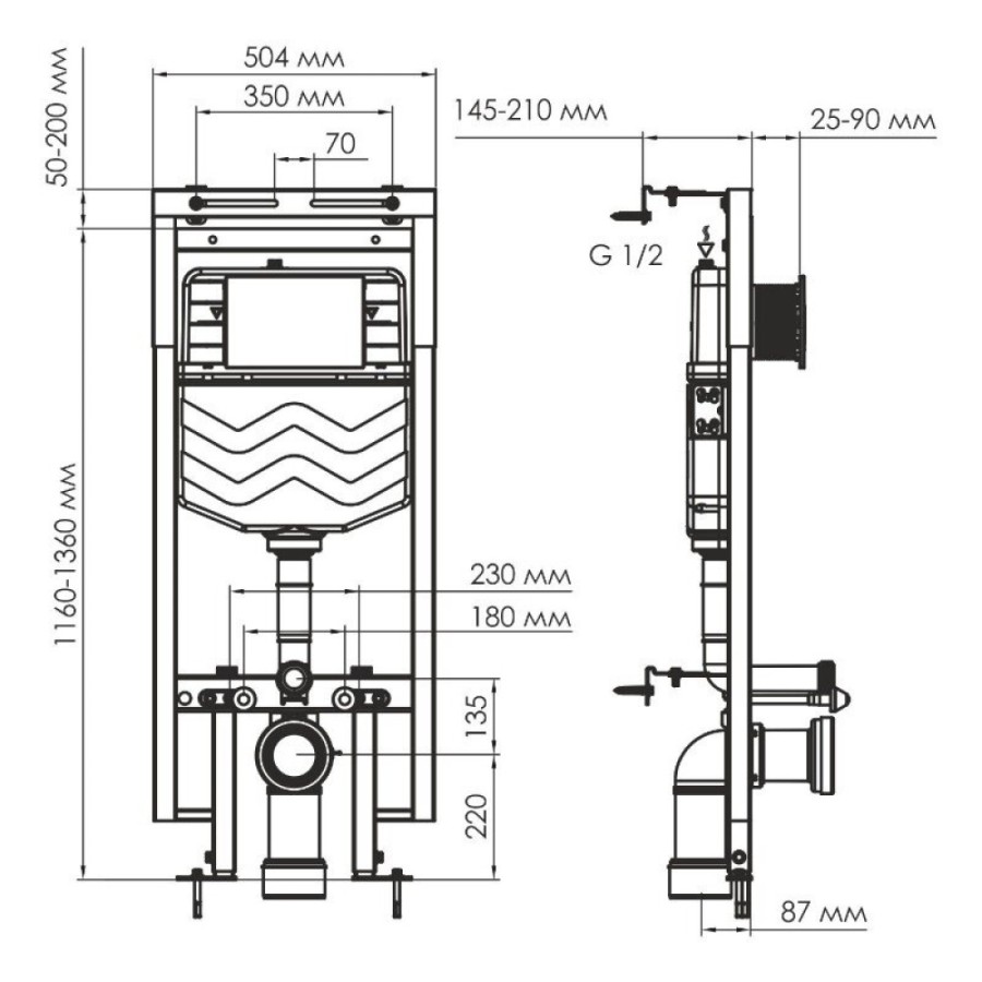 Инсталляция для унитаза WasserKraft Dinkel 58TLT.010.ME.RG03, механическая клавиша золото розовое