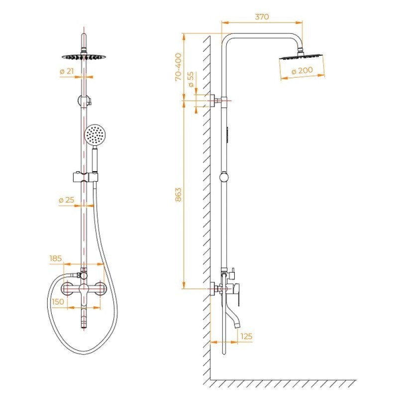 Душевая система RGW Shower Panels SP-24 59140124-13, цвет сатин