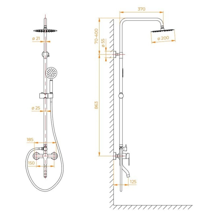 Душевая система RGW Shower Panels SP-24 59140124-13, цвет сатин