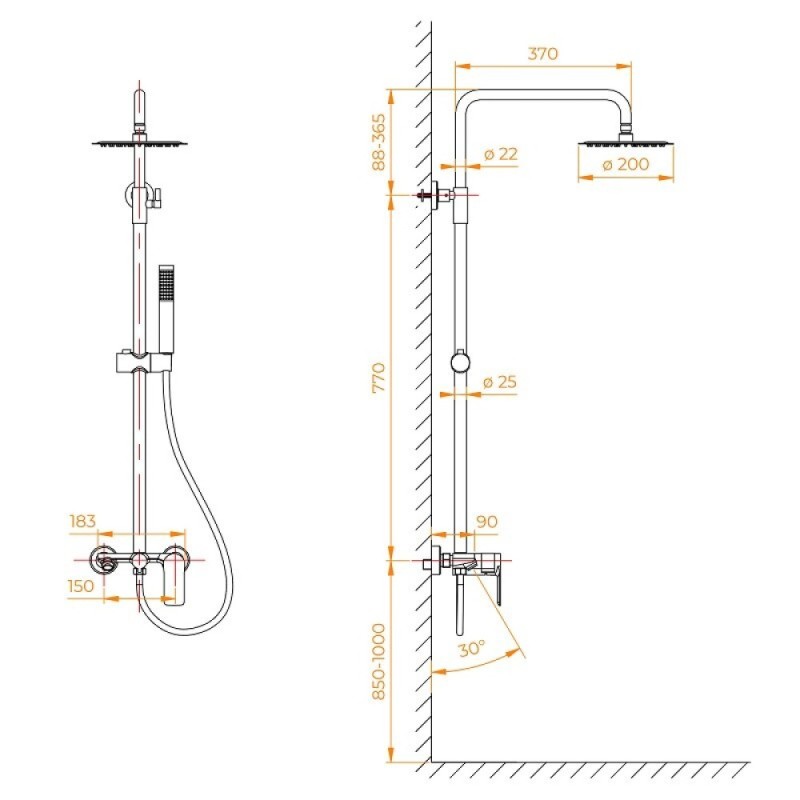 Душевая система RGW Shower Panels 27-Gr 59140127-11, цвет серый