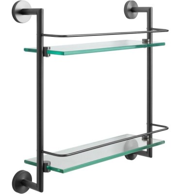 Полочка стеклянная Allen Brau Priority 6.31015-MG, двухъярусная, держатели графит брашированный