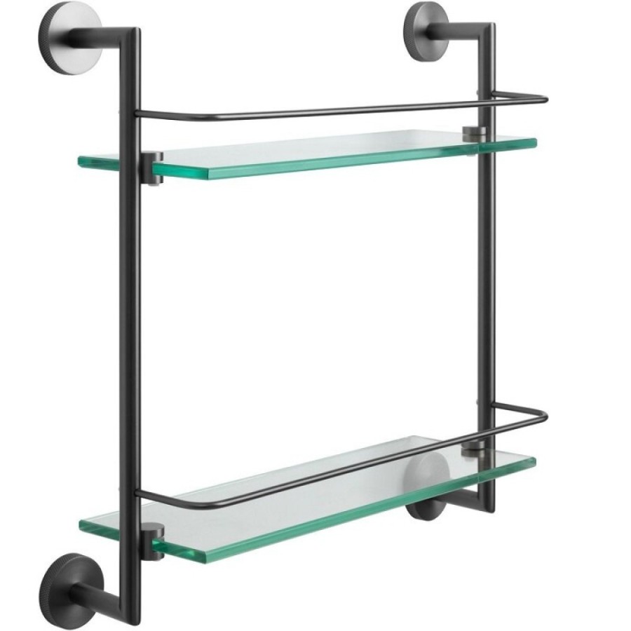 Полочка стеклянная Allen Brau Priority 6.31015-MG, двухъярусная, держатели графит брашированный