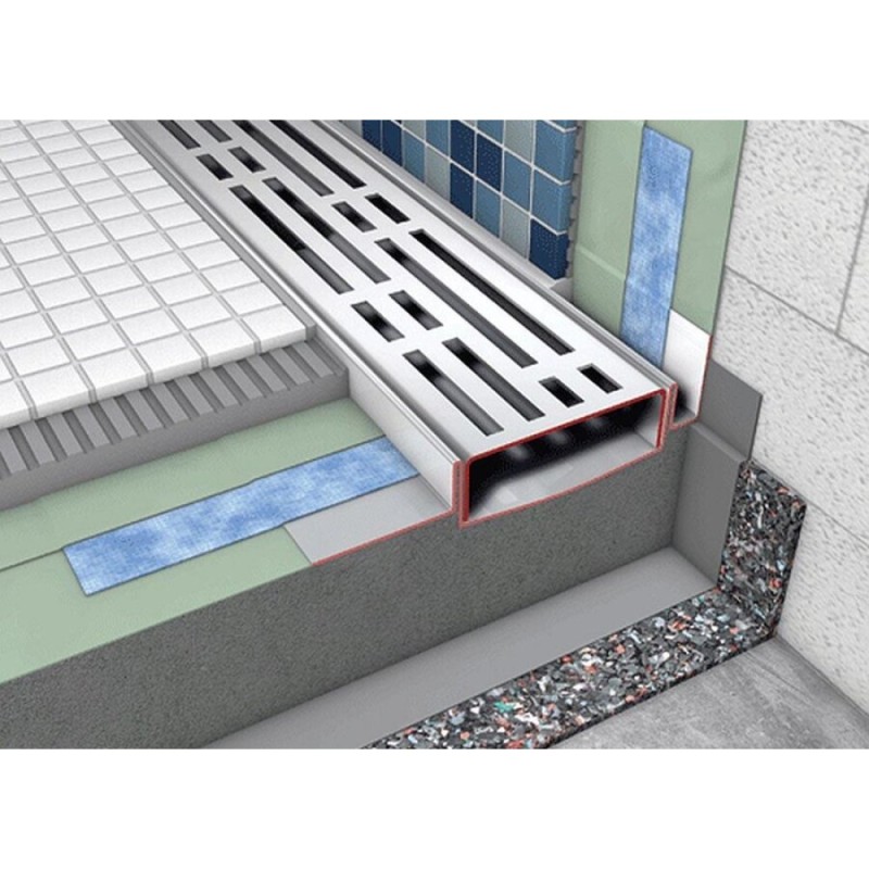 Дренажный канал прямой с гидроизоляцией TECE Drainline 600700, 70 см, Seal System, хром матовый