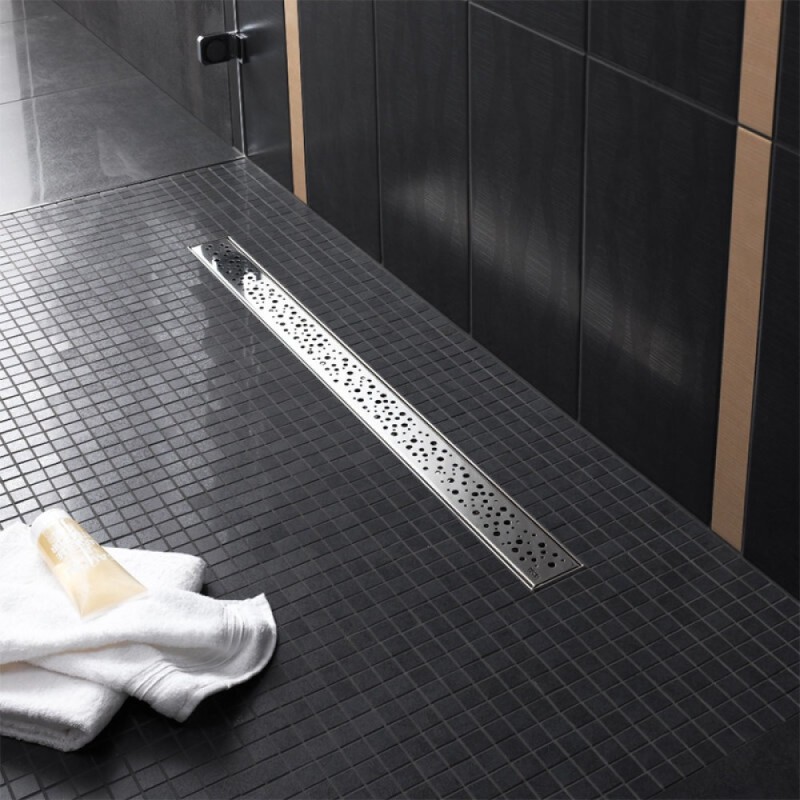 Решетка TECE Drainline drops 600830, 80 см, для слива из нержавеющей стали прямая, серебристый металлик