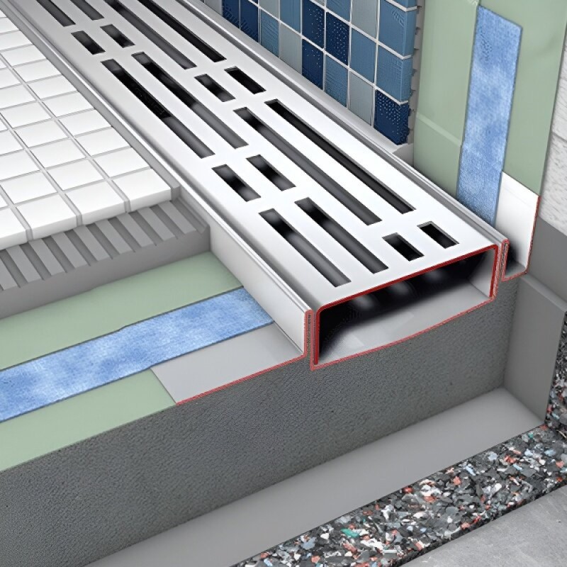 Дренажный канал прямой с гидроизоляцией TECE Drainline 600900, 90 см, Seal System