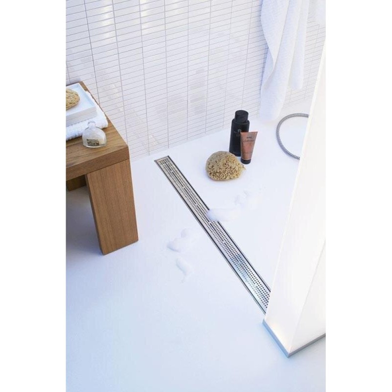 Решетка TECE Drainline quadratum 600950, 90 см, перфорированная, для слива из нержавеющей стали прямая серебристый металлик полированный