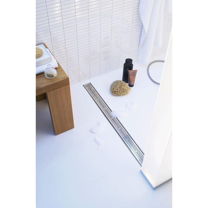 Решетка TECE Drainline quadratum 600951, 90 см, перфорированная, серебристый металлик матовый