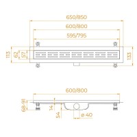 Дренажный канал RGW Drain Leo-10 60211080-01, 80 см, с решеткой из нержавеющей стали, хром