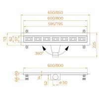 Дренажный канал RGW Drain Leo-20-80 60212080-01, 80 см, с решеткой из нержавеющей стали, хром