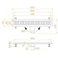 Дренажный канал RGW Drain Leo-30-60 60213060-04, 60 см, с решеткой из нержавеющей стали, черный