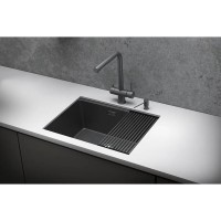 Кухонная мойка Granula Kitchen Space 60 см, нержавеющая сталь, PVD графит матовый, 6045U
