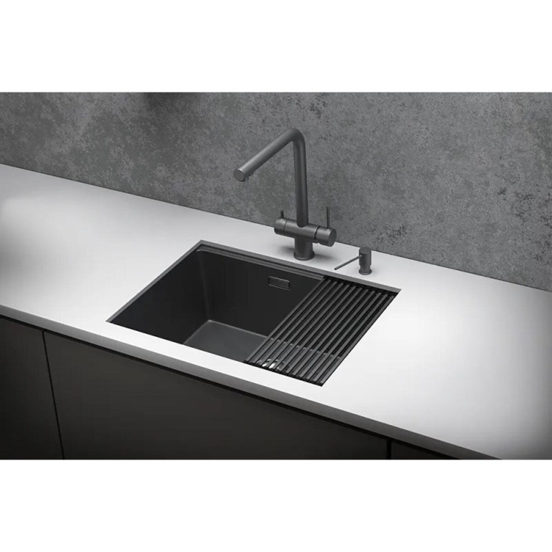 Кухонная мойка Granula Kitchen Space 60 см, нержавеющая сталь, PVD графит матовый, 6045U
