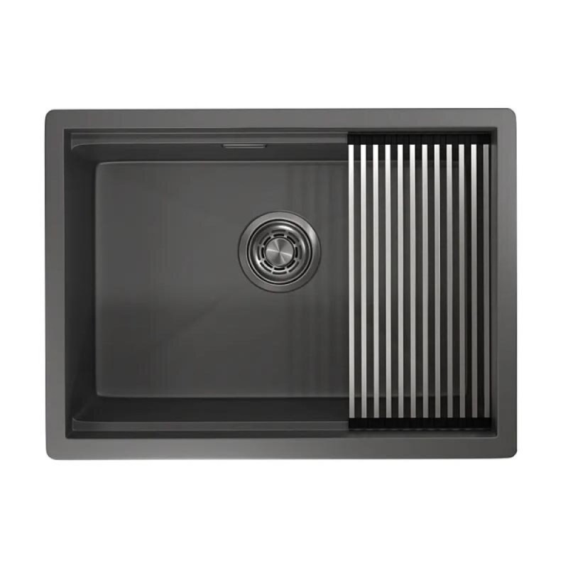 Кухонная мойка Granula Kitchen Space 60 см, нержавеющая сталь, PVD графит матовый, 6045U