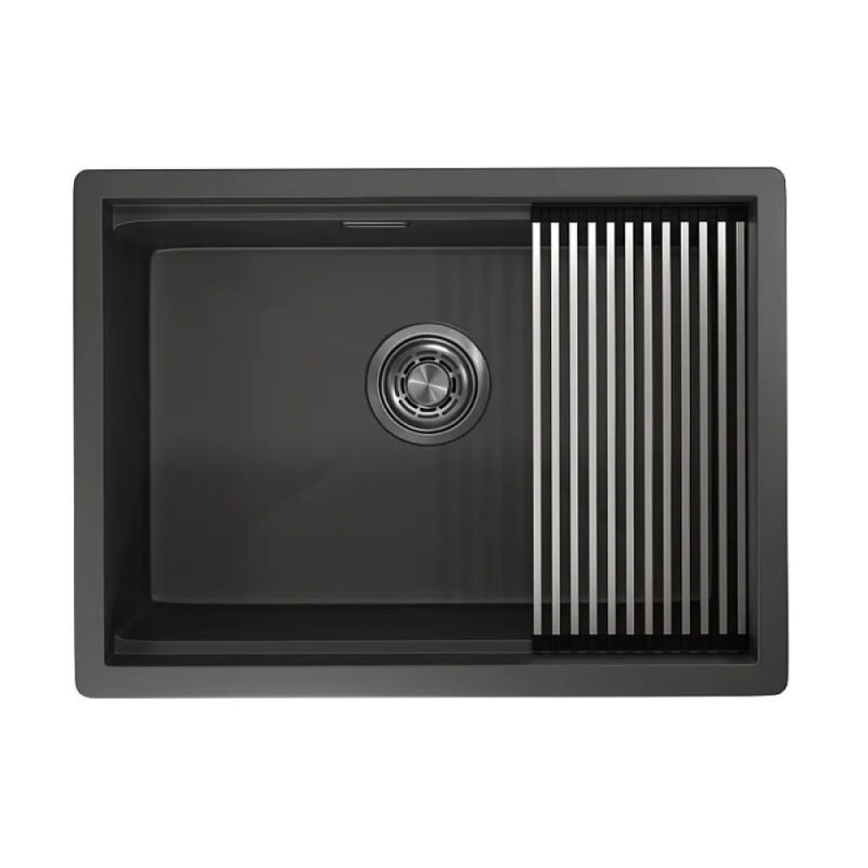 Кухонная мойка Granula Kitchen Space 60 см, нержавеющая сталь, PVD черный матовый, 6045U