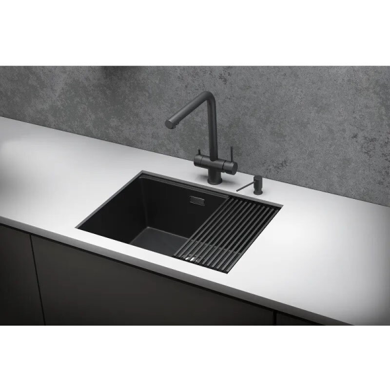 Кухонная мойка Granula Kitchen Space 60 см, нержавеющая сталь, PVD черный матовый, 6045U