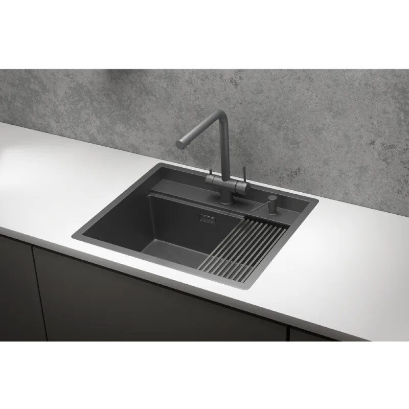 Кухонная мойка Granula Kitchen Space 60 см, нержавеющая сталь, PVD графит матовый, 6051