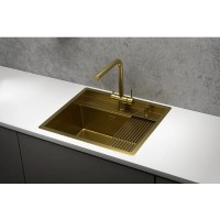 Кухонная мойка Granula Kitchen Space 6051, 60 см, нержавеющая сталь, PVD золото сатин