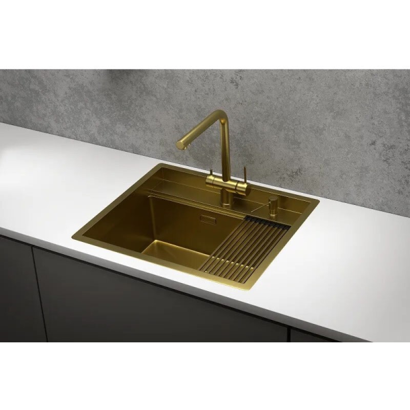 Кухонная мойка Granula Kitchen Space 6051, 60 см, нержавеющая сталь, PVD золото сатин