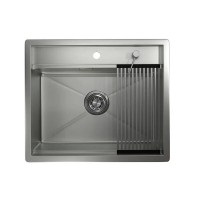 Кухонная мойка Granula Kitchen Space 6051, 60 см, нержавеющая сталь, PVD сталь матовая
