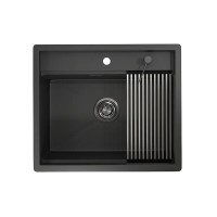 Кухонная мойка Granula Kitchen Space 60 см, нержавеющая сталь, PVD черный матовый, 6051