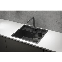 Кухонная мойка Granula Kitchen Space 60 см, нержавеющая сталь, PVD черный матовый, 6051