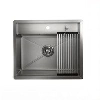 Кухонная мойка Granula Kitchen Space 60 см, нержавеющая сталь, PVD сталь сатин, 6051
