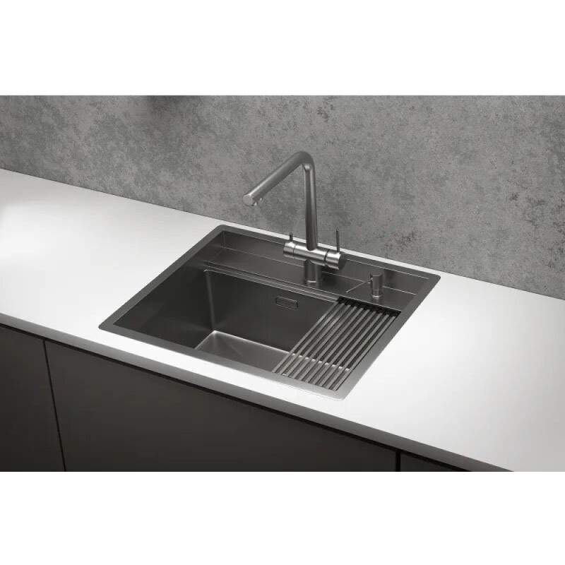 Кухонная мойка Granula Kitchen Space 60 см, нержавеющая сталь, PVD сталь сатин, 6051
