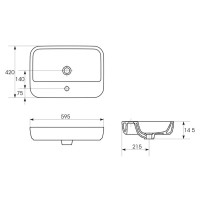 Раковина Cersanit Caspia S-UM-CAS60/1-S-w 60 см, прямоугольная, белый, 60908