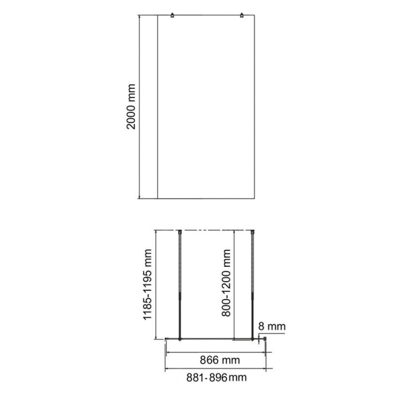Душевая перегородка WasserKraft Vechte 60W39-FL, 90 см, свободный вход, стекло рифлёное, профиль хром