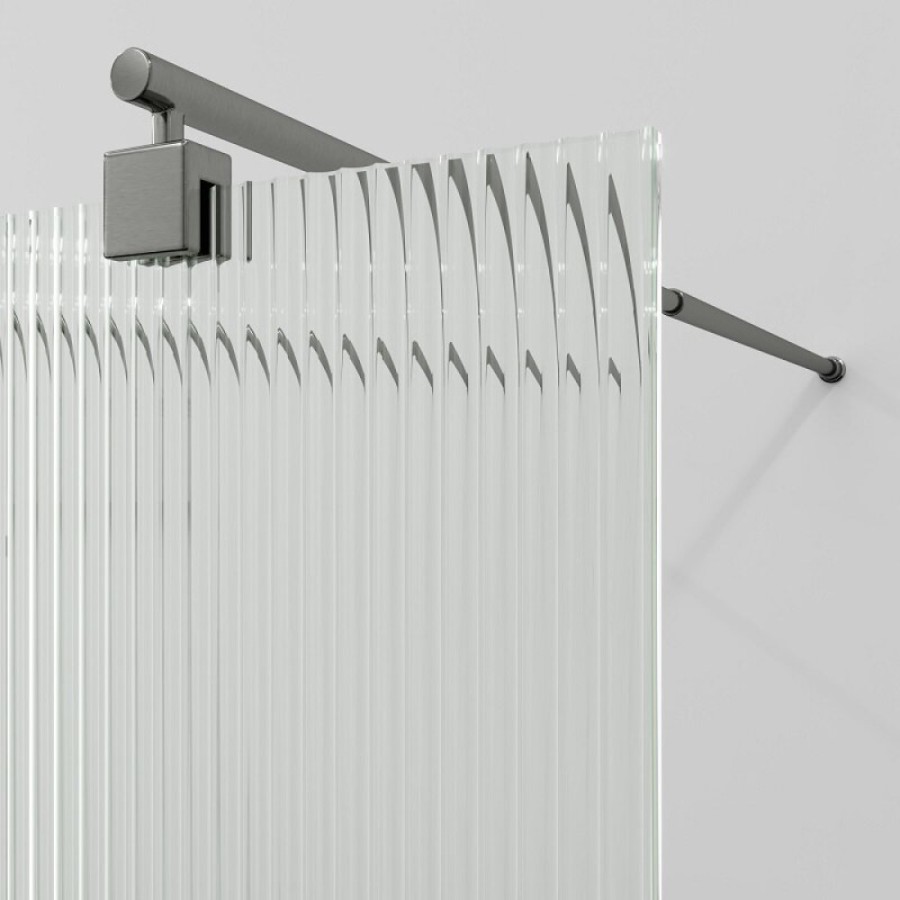 Душевая перегородка WasserKraft Vechte 60W39GR-FL, 90 см, свободный вход, стекло рифлёное, профиль графит