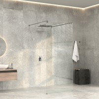 Душевая перегородка WasserKraft Vechte 60W40, 120 см, свободный вход, стекло прозрачное, профиль хром