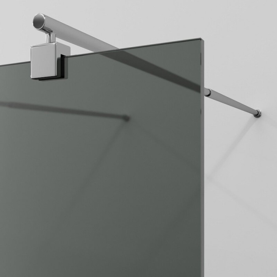 Душевая перегородка WasserKraft Vechte 60W40-TG, 120 см, свободный вход, стекло тонированное, профиль хром